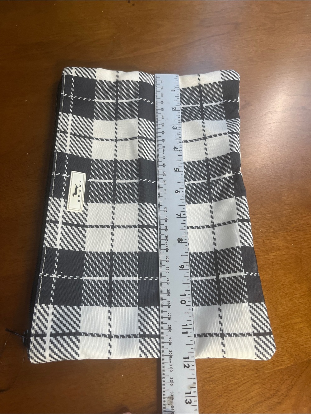 Scout Zippered Pouch Black and Cream Plaid - Picture 5 of 6